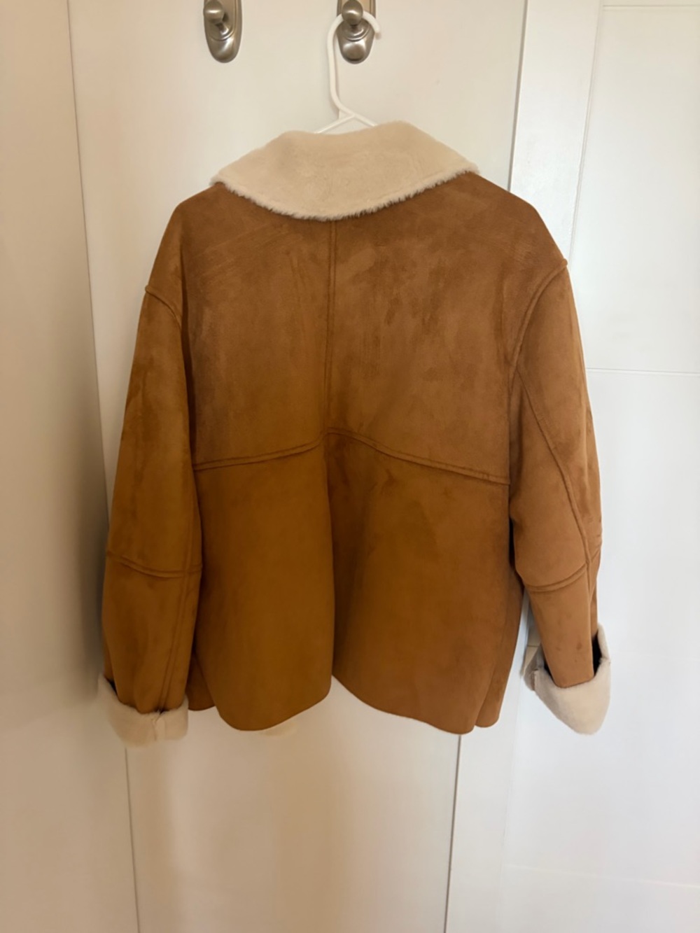 Tan Shearling Jacket with Cream Sherpa Lining - Picture 2 of 2